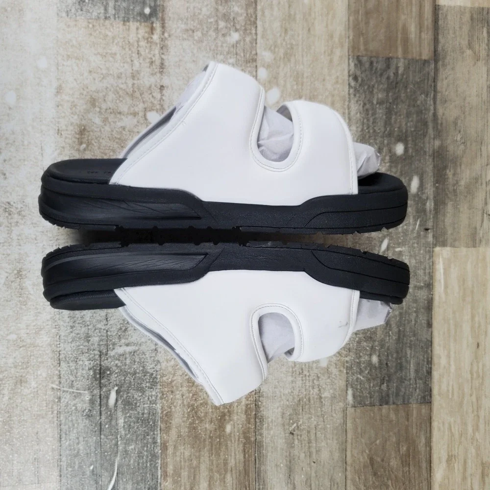 Seichi Senko Mens Slides Sandals‎ Sz 9 White Black Comfort Slip On